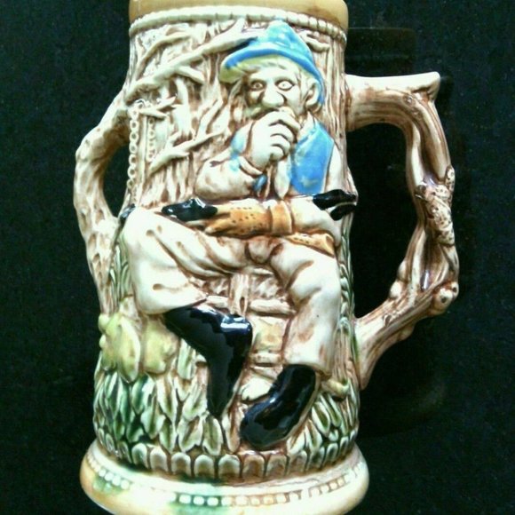 German Beer Stein Vintage Tankard Bar Mug Woodsman Forest Tree House Home Drinks - Picture 9 of 16